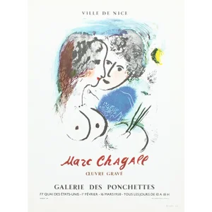 1966 After Marc Chagall, "City of Nice, Ponchettes Gallery Exhibit 1958" Poster