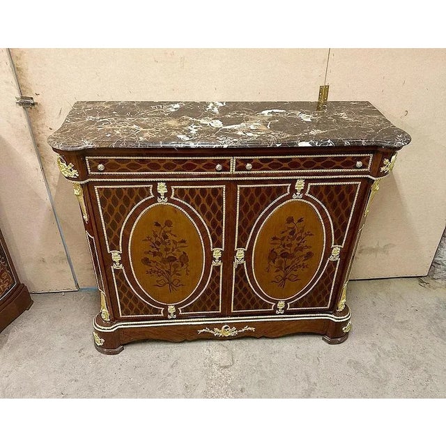 French French Louis XVI Style Commode Marble Topped For Sale - Image 3 of 5