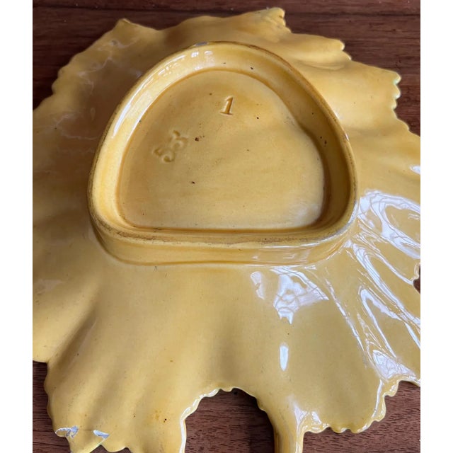 Late 20th Century Vintage Portuguese Majolica Leaf Dish For Sale - Image 5 of 6