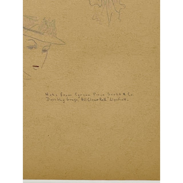 Art Deco Early 1940s Fashion Study of Two Women, Featuring Hats by Caron Pirie Scott & Co. For Sale - Image 3 of 5