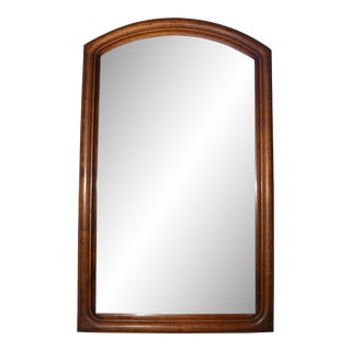 1950s Brown Rustic Maple Wood American Arched Wall Mirror Widdicomb Style For Sale
