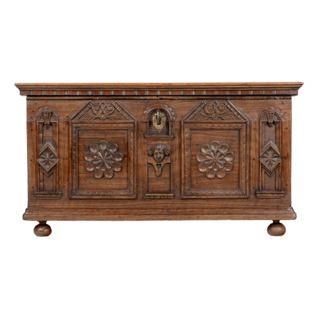 19th Century Spanish Walnut Wedding Coffer or Marriage Chest For Sale