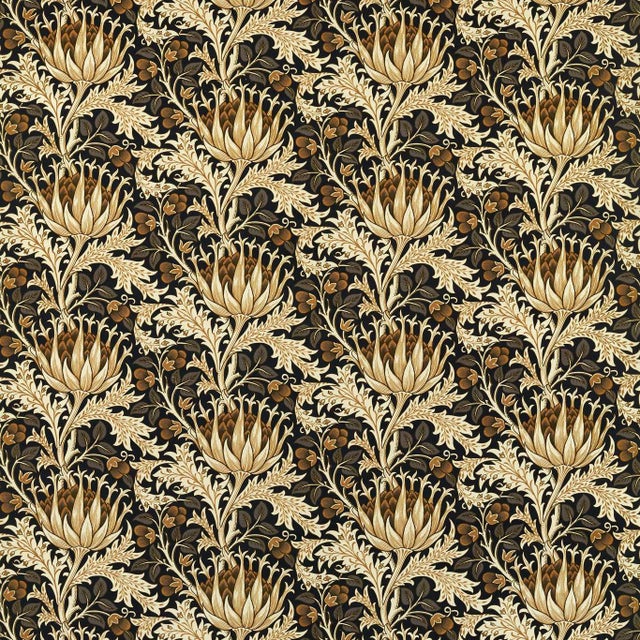 Morris & Co Artichoke Velvet Fabric in Midnight/Pearwood For Sale