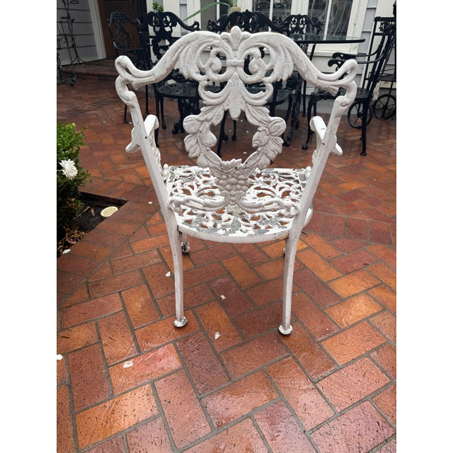 Set of 4 Vintage Hollywood Regency Molla Cast Aluminum Arm Chair For Sale In Los Angeles - Image 6 of 12