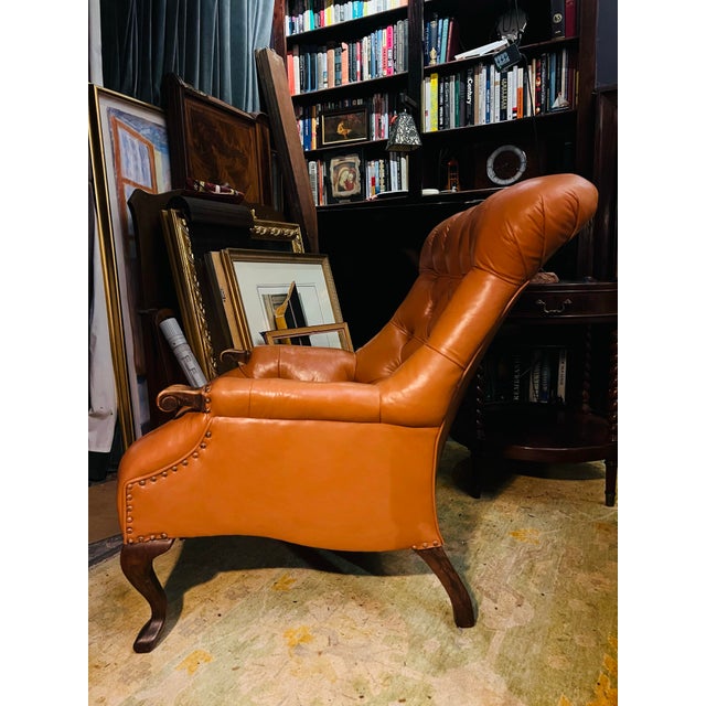 A Carl Forslund Rip Can Lee Tufted Leather Arm Chair For Sale - Image 10 of 13