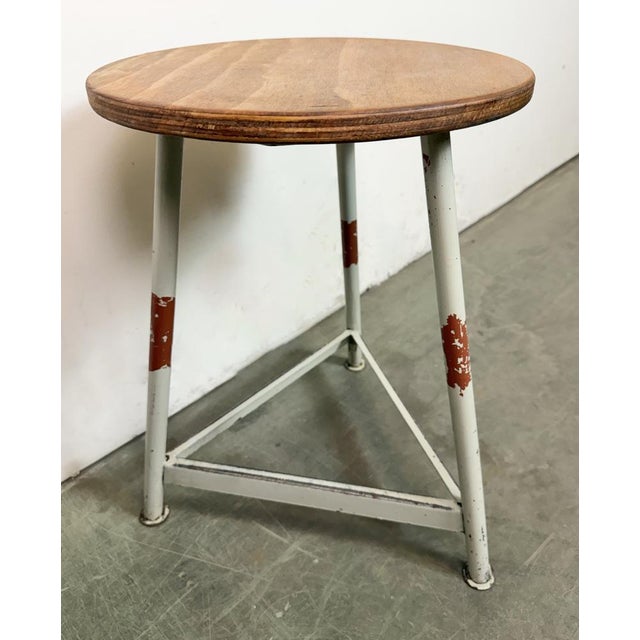 Wood Industrial Grey Workshop Stool, 1960s For Sale - Image 7 of 15