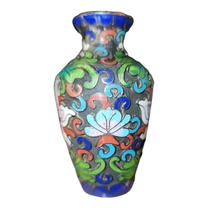 19th Century Chinese Jingfa Relief Enamelled Cloisonne Miniature Vase