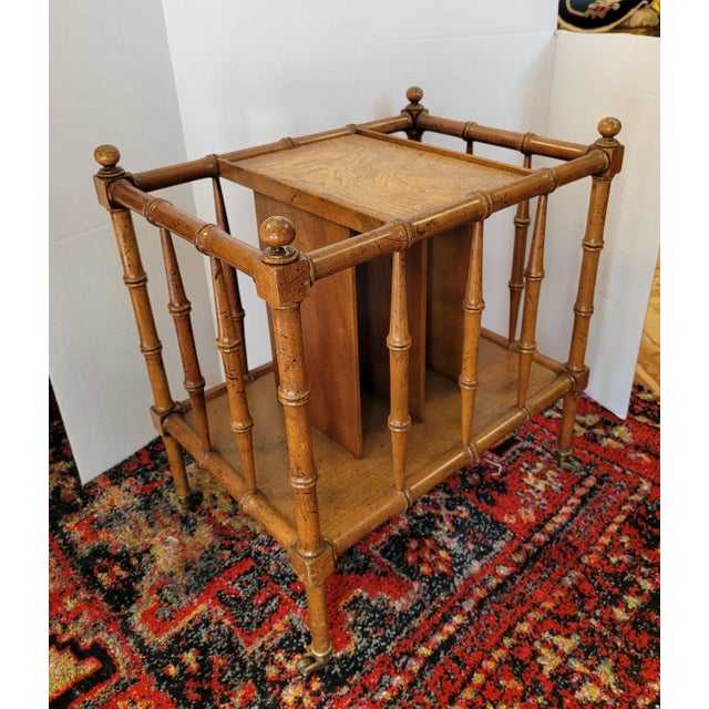 Mid-Century Modern 1960s Bamboo Carved Burlwood Magazine Rack For Sale - Image 3 of 8