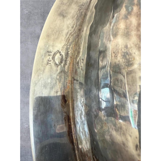 Late 20th Century Late 20th Century Emilia Castillo Taxco Mexico Silver Plate Malachite Large 16.75" Serving Tray Bowl For Sale - Image 5 of 7