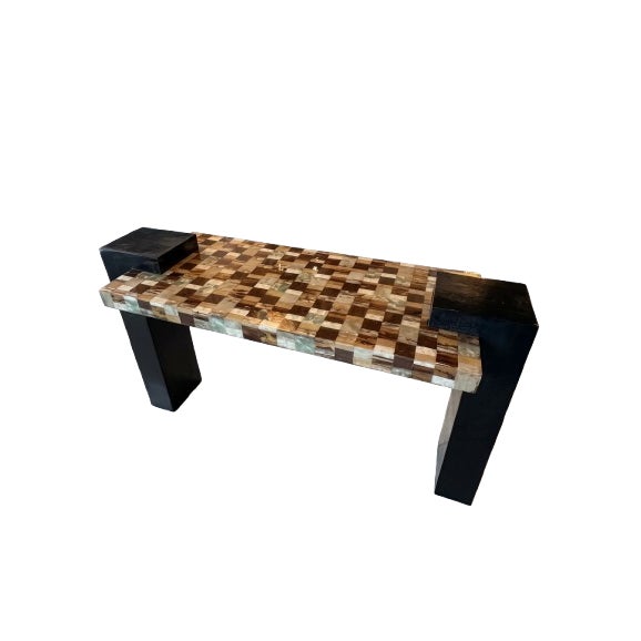 Marquis Collection Beverly Hills Wall Mirror Stone Pen Coconut Shell Wood For Sale