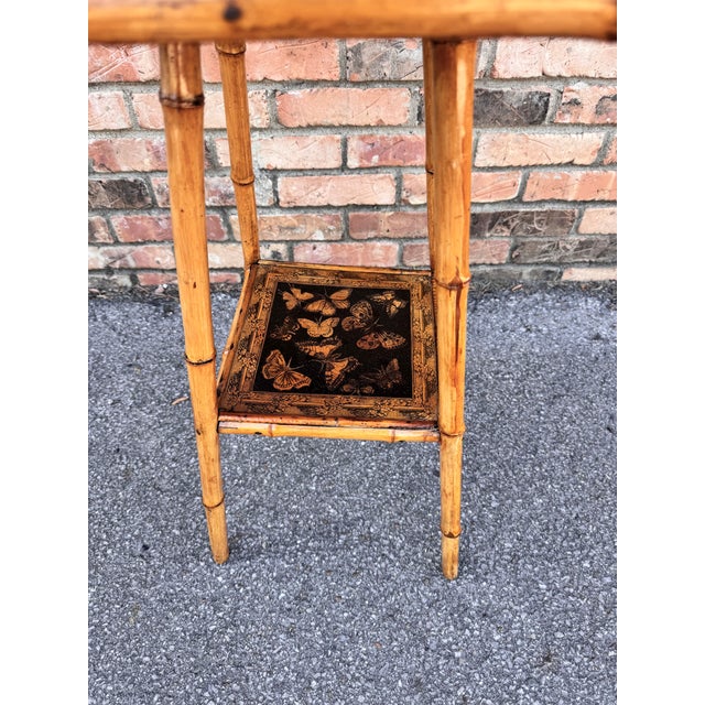 English 19th Century Bamboo Decoupaged Table For Sale - Image 3 of 5