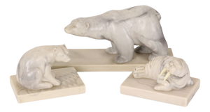 Vintage Animal Figurines Art in Marble Inuit, Canada, 1980s. Set of 3