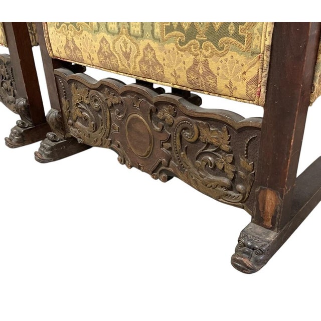 1900 - 1909 Pair of 19th Century Italian Renaissance Revival Walnut Armchairs For Sale - Image 5 of 12