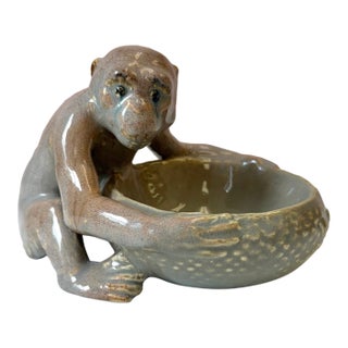 Vintage Glazed Ceramic Monkey Bowl by Villeroy & Boch Merzig For Sale