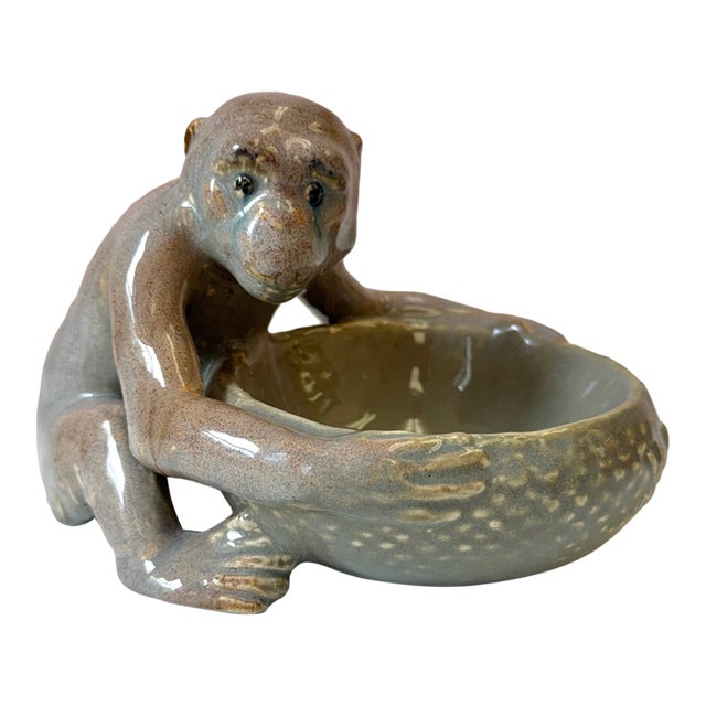 Vintage Glazed Ceramic Monkey Bowl by Villeroy & Boch Merzig For Sale