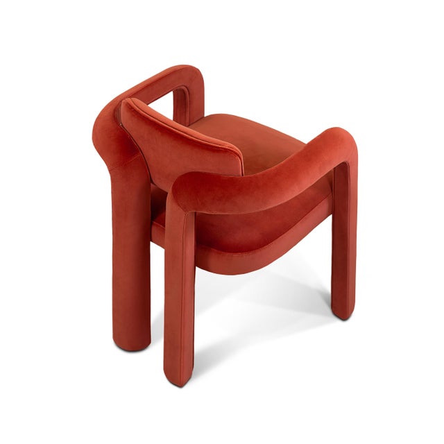 Textile Double Arch Dining Chairs in Crimson Red Cotton Velvet from Insidherland, Set of 6 For Sale - Image 7 of 16