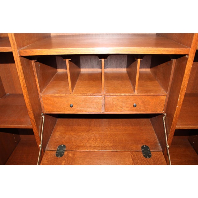 Stickley Stickley Mission Collection Harvey Ellis Inlaid Oak Fall Front Bookcase For Sale - Image 4 of 5