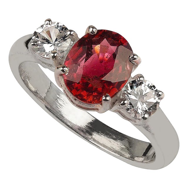 Ring of Sparkling Red Tourmaline Accented With Genuine Zircons For Sale