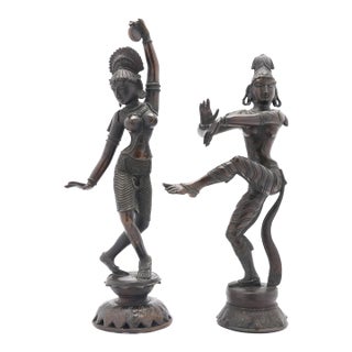 Pair of Cast Bronze Tamil Nadu Panchaloha Figures of Shiva and Parvati, 1800's For Sale
