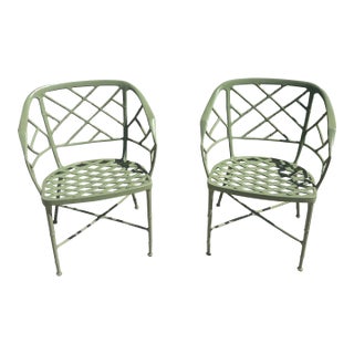 Rare Vintage Chinoiserie Style Calcutta Patio Chairs by Brown Jordan- A Pair For Sale