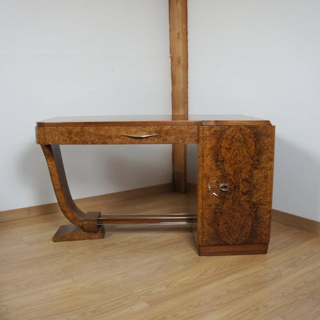 Art Deco Burr Walnut Desk by F.Pigeon of Paris, 1920s For Sale - Image 11 of 11