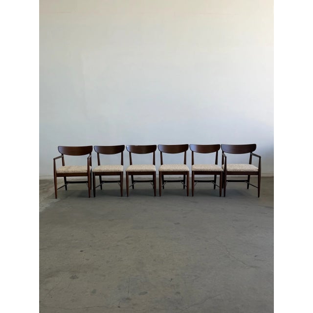 Mid-Century Modern 1950s Sculptural Walnut Dining Chairs - Set of Six For Sale - Image 3 of 18