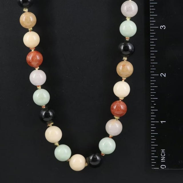 Gumps 14k Gold Clasp Jadeite Nephrite Jade Beads Necklace Multicolor Estate Vintage For Sale - Image 9 of 13