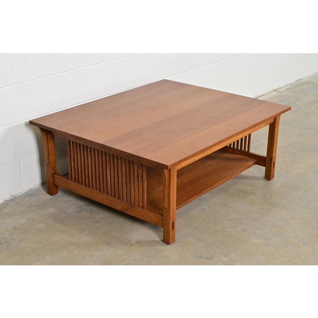 L. & J.G. Stickley, Inc. Stickley Mission Oak Arts & Crafts Spindle Coffee Table For Sale - Image 4 of 12