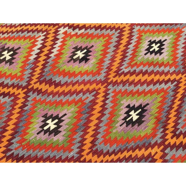 Vintage Diamond Design Kilim Rug - 66" X 90.5" For Sale In Raleigh - Image 6 of 10