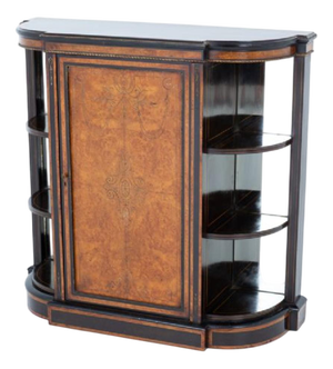 Victorian Walnut and Ebony Server Cabinet, 1860