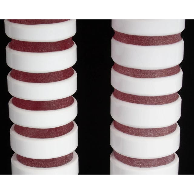 Lsa International Red and White Cased Glass Vases, a Pair For Sale In Indianapolis - Image 6 of 8