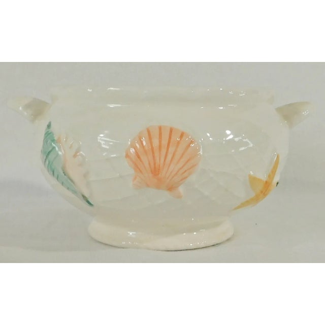 Vintage Sea Catch Hi-Mark White Ceramic Seashell Starfish Soup Tureen Ladle Platter 6 Bowls - 10 Pc. Serving Set For Sale - Image 9 of 13