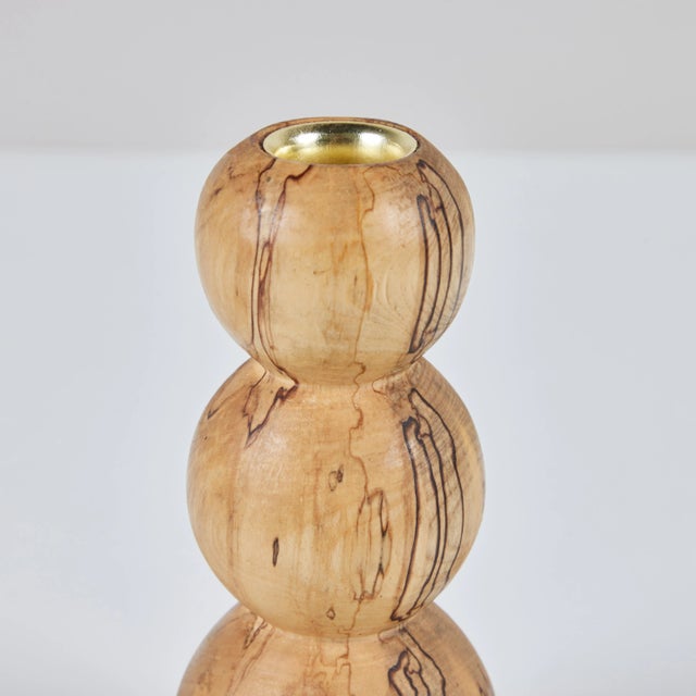 Hand Turned Spalted Birch Bubble Candlestick Holder by Evan Segota For Sale - Image 10 of 12