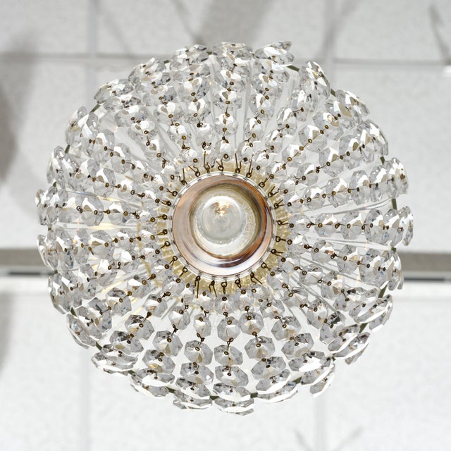 French Antique, Baccarat Crystal and Brass Pendant Chandelier, Circa 1920 For Sale - Image 9 of 9