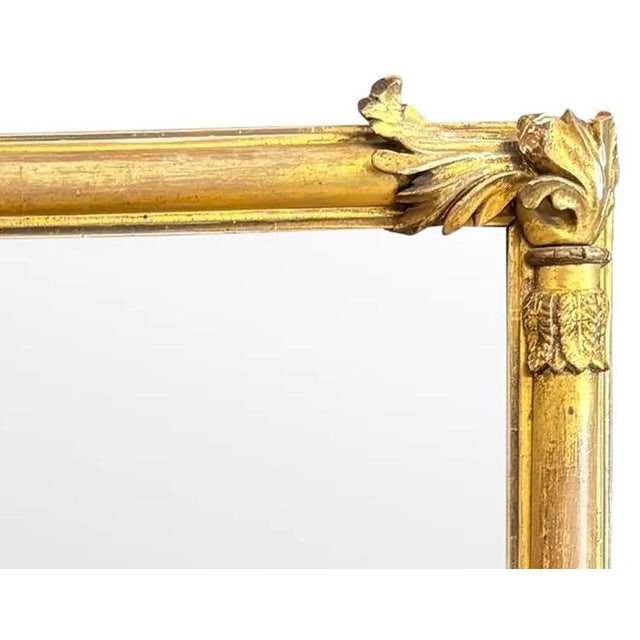 French Country Antique 19th Century French Empire Giltwood Gesso Mantel Mirror With Foxed Glass For Sale - Image 3 of 16