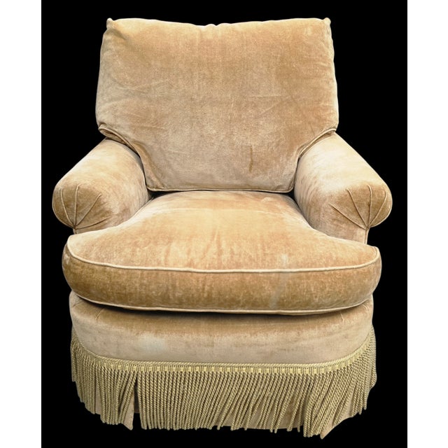 Late 20th Century Vintage Baker Furniture Lounge Chair With Skirted Fringe Detailing For Sale - Image 5 of 13