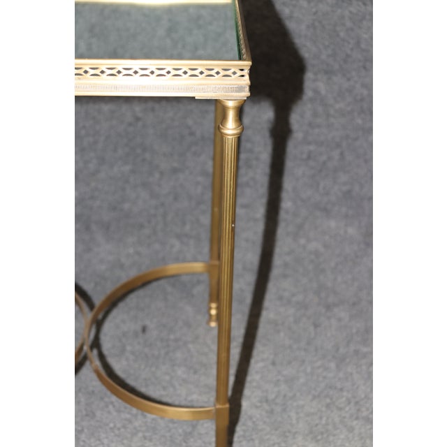 Pair 1960's Maison Jansen Style Mirrored Top & Brass End Tables For Sale - Image 10 of 11
