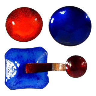 Italian Enameled Copper Bowls, 1960s, Set of 4 For Sale