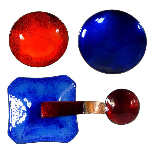 Italian Enameled Copper Bowls, 1960s, Set of 4 For Sale