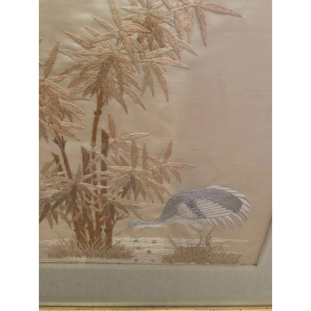 1920s Antique Framed Needlework of Herons - a Pair For Sale - Image 5 of 11