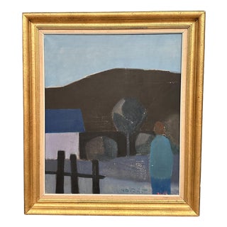 Knud Horup, Landscape, 1960s, Oil Painting on Canvas, Framed For Sale