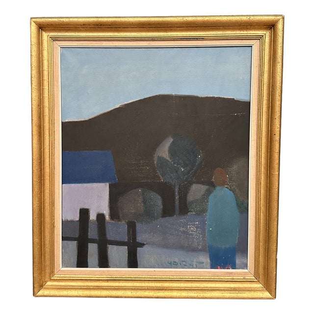 Knud Horup, Landscape, 1960s, Oil Painting on Canvas, Framed For Sale