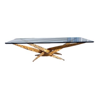 Silas Seandel Mid-Century Sculptural Brass and Glass Coffee Table, 1970s For Sale