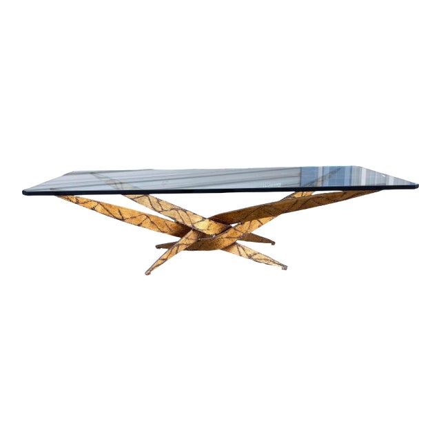 Silas Seandel Mid-Century Sculptural Brass and Glass Coffee Table, 1970s For Sale