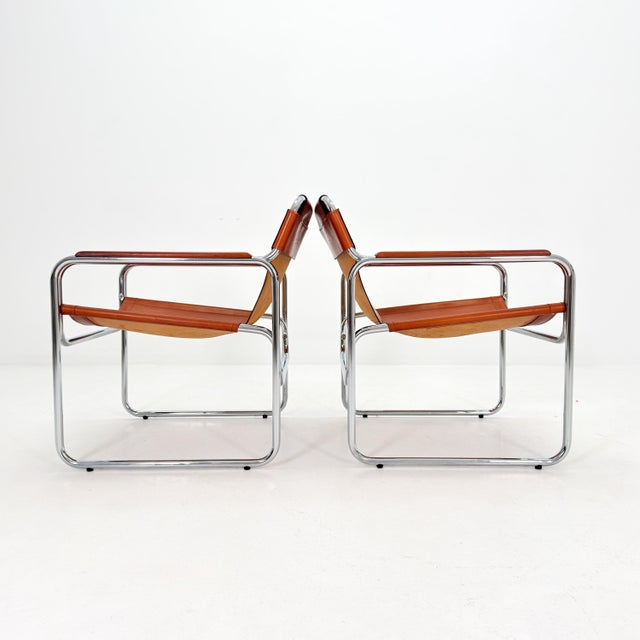 Contemporary Mid-Century Modern Italian Leather and Chrome Lounge Chairs Jox Interni, 1970s For Sale - Image 3 of 18