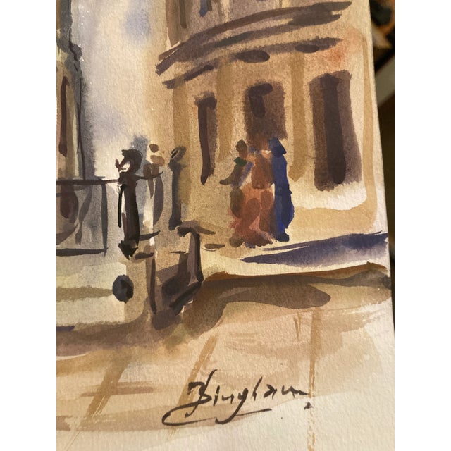 Street Art 1970s Signed Watercolor Painting of Mesnicka Street in Croatia, Framed For Sale - Image 3 of 12