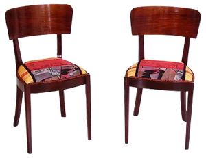 Set of Art Deco Walnut Side Chairs, 1920s