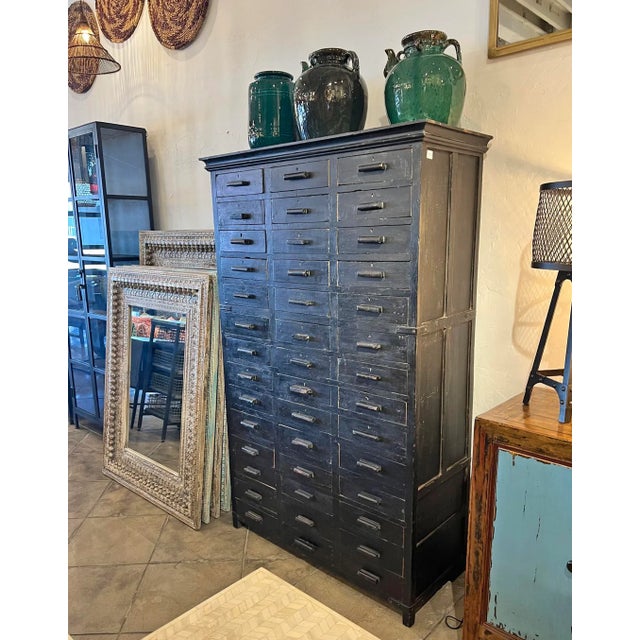 Early 20th Century Antique Black Drawer Shop Cabinet For Sale - Image 5 of 6