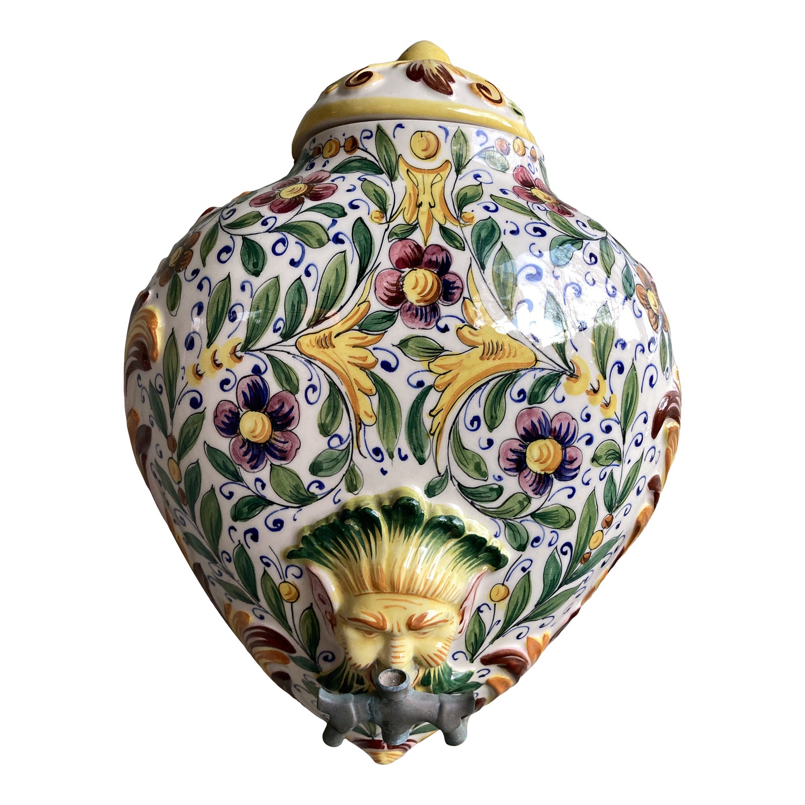 1970s Deruta Majolica Italian Hanging Lavabo Fountain Wall Pocket With ...