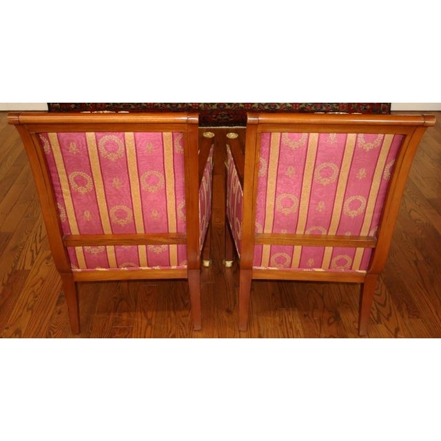 Pair of 19th Century French Empire Bergere Chairs Attributed to Francois Linke For Sale - Image 4 of 10